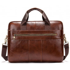 Biznesowa torba męska ze skóry ziarnistej brązowa Vintage 14836