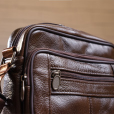 Skórzana męska torba typu poziomego brązowym Vintage 14988