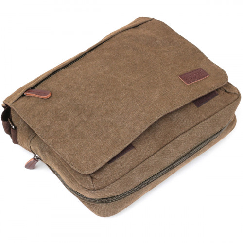 Tekstylna torba na ramię na laptopa oliwkowа Vintage 20187