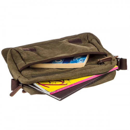 Tekstylna torba na ramię na laptopa oliwkowа Vintage 20187