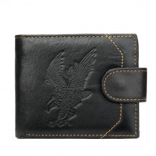 Skórzana męska portmonetka z orłem czarna 20232 Vintage