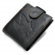 Skórzana męska portmonetka z orłem czarna 20232 Vintage
