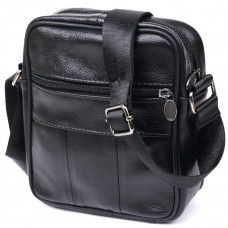 Kompaktowa skórzana męska torebka czarna Vintage 20370