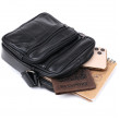 Kompaktowa skórzana męska torebka czarna Vintage 20370