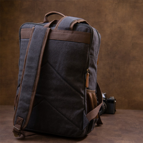 Plecak tekstylny podróżny unisex czarny Vintage 20611