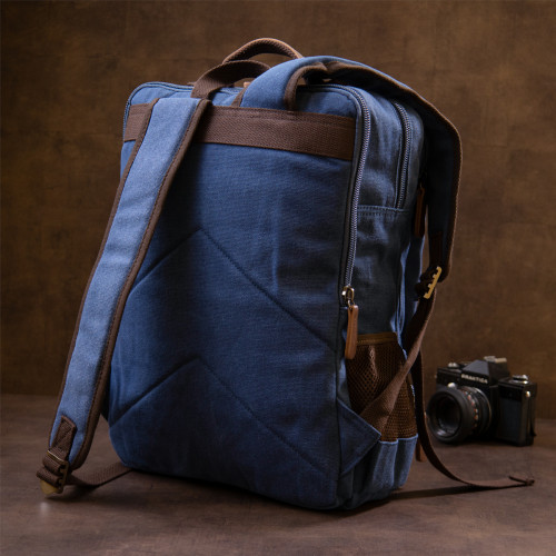 Plecak tekstylny podróżny unisex granatowy Vintage 20613
