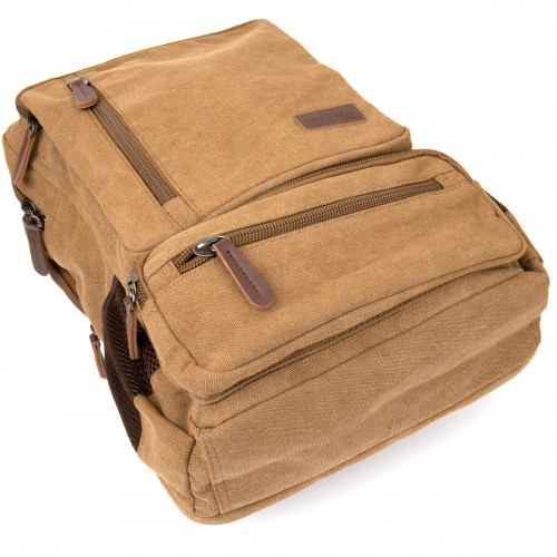 Plecak tekstylny podróżny unisex piaskowy Vintage 20614