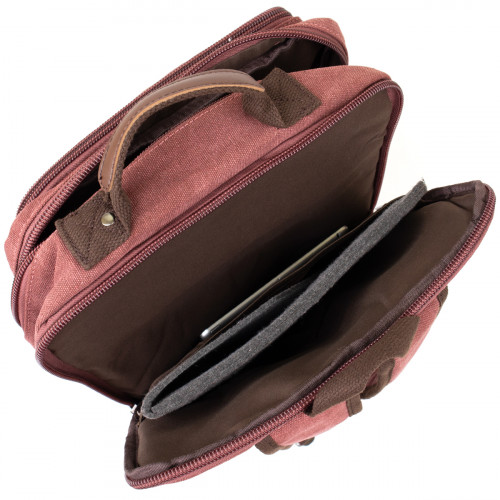 Plecak tekstylny podróżny unisex malinowy Vintage 20615