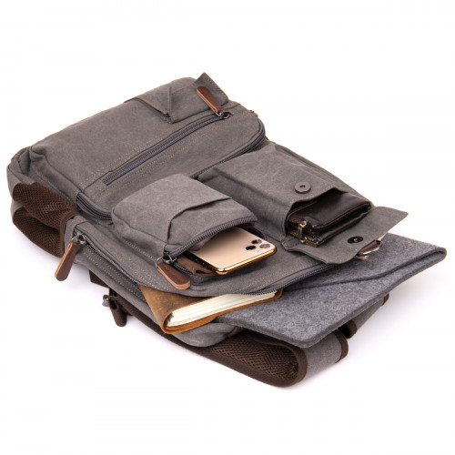 Plecak tekstylny podróżny unisex szary Vintage 20618
