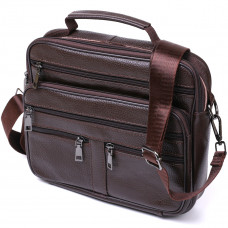 Практична шкіряна чоловіча сумка Vintage 20670 Коричневий