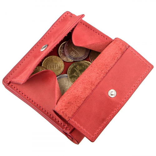 Яскраве шкіряне портмоне унісекс з накладною монетницeю GRANDE PELLE 11224 Червоне
