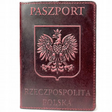 Обкладинка на паспорт Польща шкіра бордо Shvigel 30003